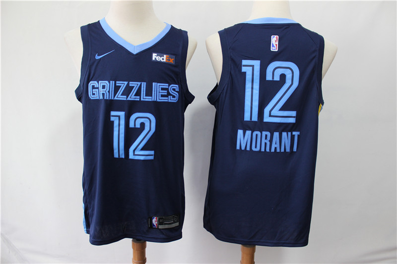 Men's Memphis Grizzlies #12 Ja Morant Navy Stitched NBA Jersey